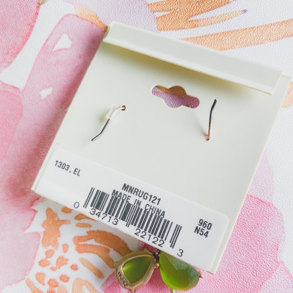 MONET Jewelry || Smokey Emerald Green Baby Blue Dimond Look Dangle Hook Earrings - Picture 6 of 6